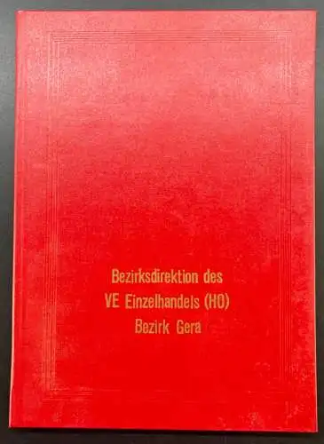 Original alte Urkundenmappe Bezirksdirektion des VE Einzelhandels HO Gera y0101