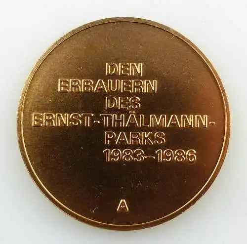 #e5348 Medaille den Erbauern des Ernst-Thälmann-Parks 1983-1986 bronzefarben