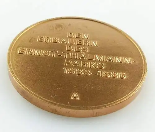 #e5348 Medaille den Erbauern des Ernst-Thälmann-Parks 1983-1986 bronzefarben