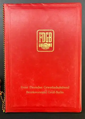 Original DDR Urkundenmappe FDGB Freier Deutscher Gewerkschaftsbund Berlin y0112