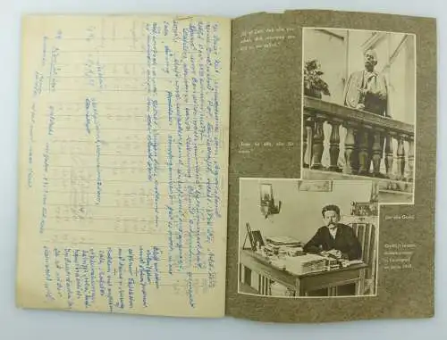 #e7626 Original altes Schulheft, Formelsammlung, Rückseite mit Stalin und Gorkij