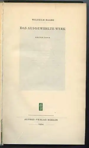 4 Bände: Wilhelm Raabe, Das ausgewählte Werk 1954