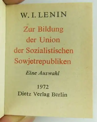 Minibuch: W.I. Lenin Zur Bildung der UdSSR Dietz Verlag Berlin 1972 Buch1558