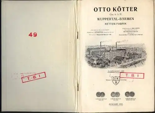 Katalog: Otto Kötter Wuppertal-Barmen Ketten-Fabrik