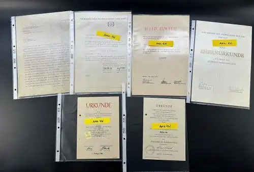 original altes DDR Konvolut mit Urkunden und Auszeichnungen 1966-1974