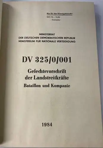 Gefechtsvorschrift der Landstreitkräfte 1984 Zug und Gruppe / Panzer, Buch2562