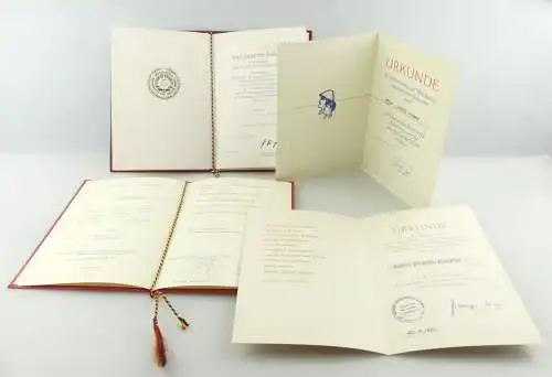 e12353 Kleines Konvolut Urkunden und Zeugnis Ehrenmedaille FDJ Studium 