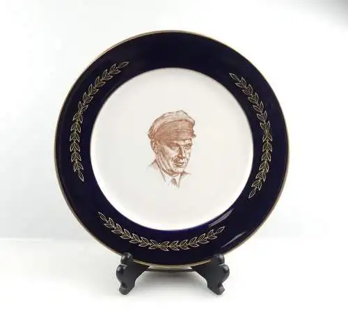 e12346 Ehrengeschenk Teller Weimarer Porzellan Kobalt Ernst Thälmann 