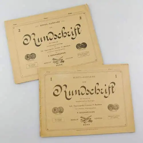 E12228 2 original Hefte Rundschift Schulausgabe von ca 1915 Lehrhefte