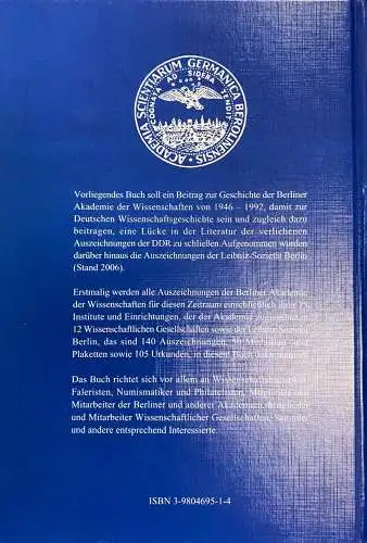 e12224 Buch Berliner Akademie der Wissenschaften Auszeichnungen 1946-2006