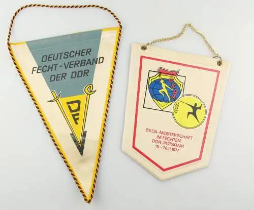 E12208 2 alte Wimpel Deutscher Fecht Verband der DDR DFV SKDA Meisterschaft 1977