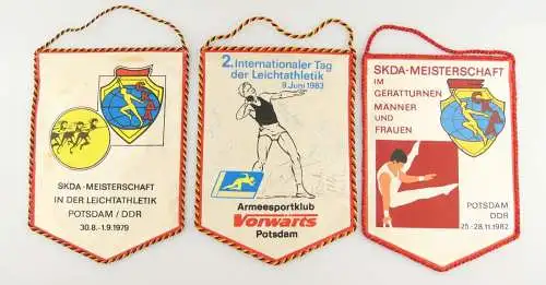 E12205 3 Wimpel DDR Leichtathletik und Turnen mit Unterschriften ASK Potsdam