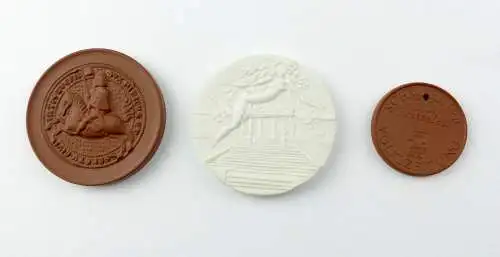 e12145 3 original alte Meissen Medaillen Schwerin Museum Pressefest und Siegel