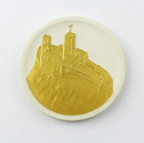 e12143 Meissen Medaille weiß Wartburg mit vergoldeter Burg 