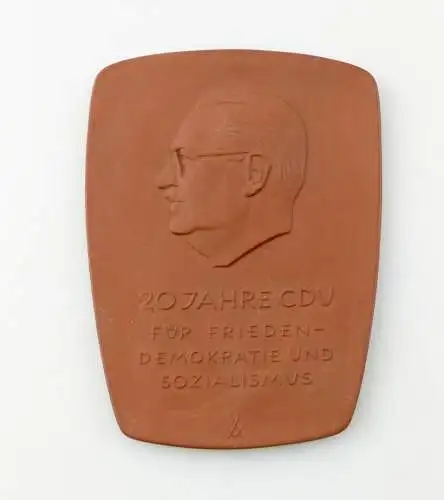 E12137 Original alte Meissen Plakette 20 Jahre CDU Otto Nuschke Sozialismus