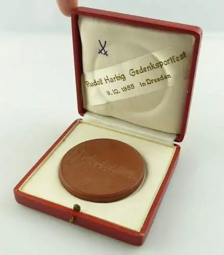 E12134 Meissen Medaille Ehrenpreis Rat der Stadt Dresden Gedenksportfest 1955