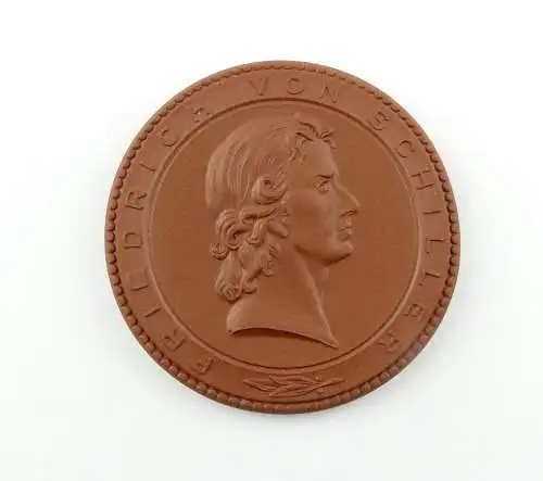 E12120 Meissen Porzellan Medaille braun Friedrich von Schiller Wohnhaus Weimar