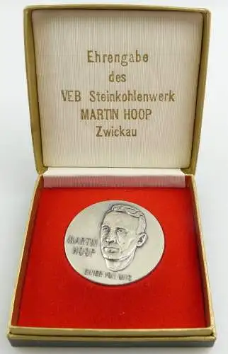 E12059 Ehrengabe Medaille des VEB Steinkohlenwerk Martin Hoop Zwickau in OVP