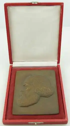 e12056 Original altes Bronze Relief Karl Marx in OVP 