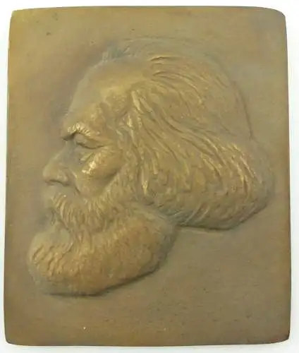 e12056 Original altes Bronze Relief Karl Marx in OVP 