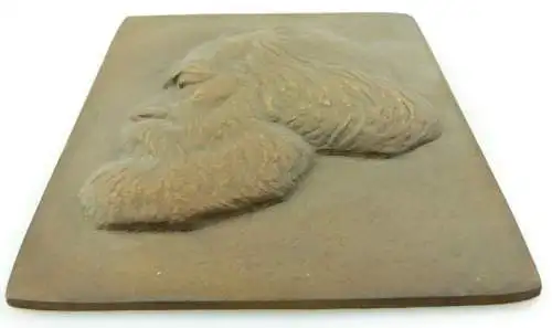 e12056 Original altes Bronze Relief Karl Marx in OVP 