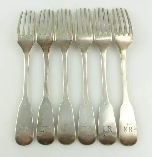  e12008 6 Gabeln BAF sehr alt aus Metall mit Monogramm ER