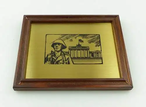  e12007 Original altes Ehrengeschenk Bild mit Grenzsoldat in OVP