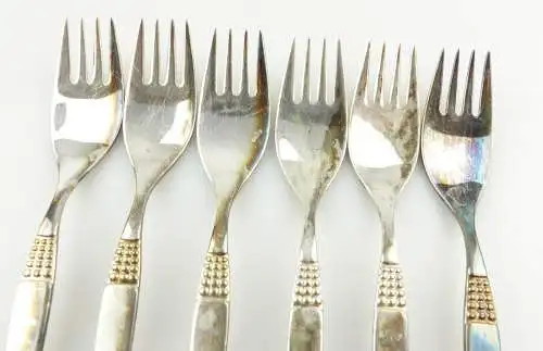 e11969 6 versilberte Gabeln Drache Besteck 100 in Auflage 