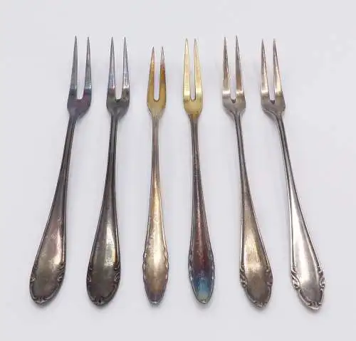 e11906 6 schöne versilberte Vorlegegabeln 90er Silberauflage 