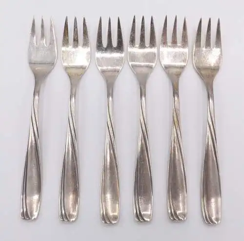 e11903 6 versilberte Kuchengabeln 40er Silberauflage 