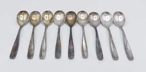 e11898 9 alte versilberte Eislöffel 40er Silberauflage