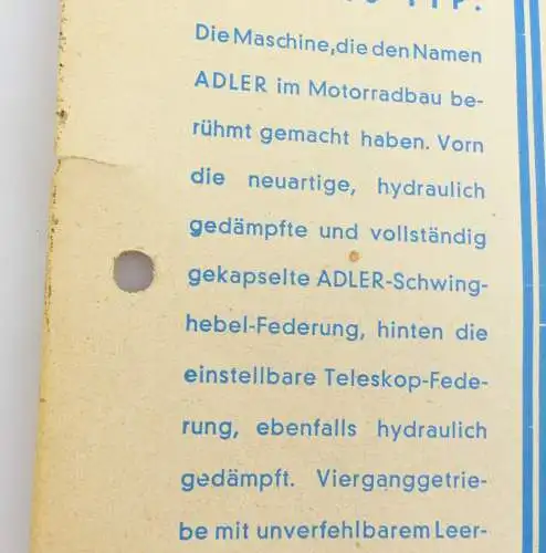 e11828 Original alter Prospekt Motorrad Parade 1954 Adler 
