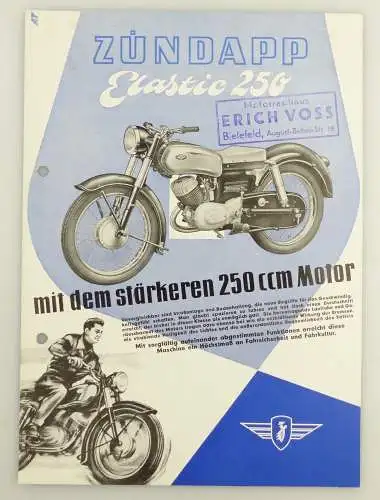 E11824 Original alter Motorrad Prospekt Zündapp Elastic 250