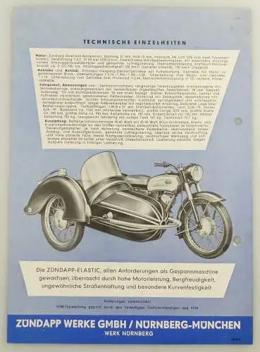 e11824 Original alter Motorrad Prospekt Zündapp Elastic 250 