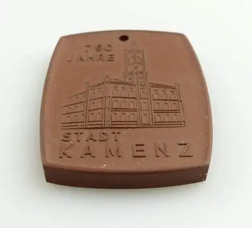 E11806 Meissen Plakette Böttger Steinzeug 750 Jahre Stadt Kamenz 1975