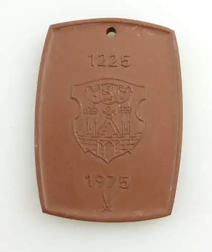 E11806 Meissen Plakette Böttger Steinzeug 750 Jahre Stadt Kamenz 1975