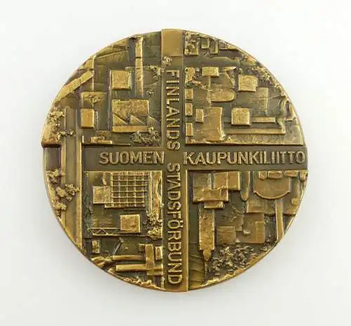 e11799 Bronze Medaille Finnland 1912 bis 1972 Suomen Kaupunkiliitto signiert