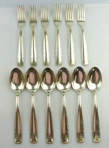  e11766 12 teiliges Essbesteck 6 Löffel und 6 Gabeln versilbert 90 in Auflage
