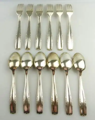  e11766 12 teiliges Essbesteck 6 Löffel und 6 Gabeln versilbert 90 in Auflage