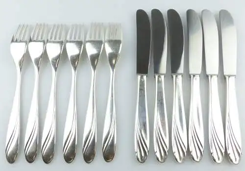 e11670 Dessertbesteck 6 Gabeln uns 6 Messer WMF Modell Wien 4000 versilbert 