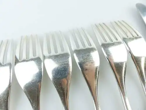 e11670 Dessertbesteck 6 Gabeln uns 6 Messer WMF Modell Wien 4000 versilbert 