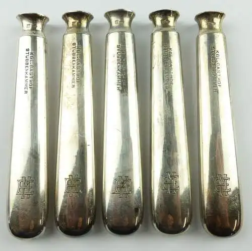e11646 5 versilberte Messergriffe KGL Gasthof Stubenkammer mit Monogramm EM 