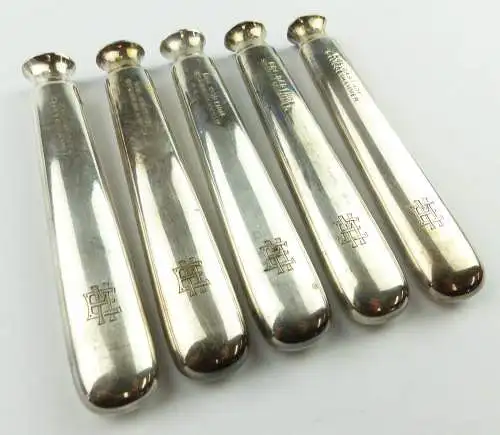 e11646 5 versilberte Messergriffe KGL Gasthof Stubenkammer mit Monogramm EM 