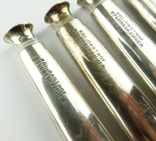 e11646 5 versilberte Messergriffe KGL Gasthof Stubenkammer mit Monogramm EM 