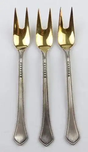 e11643 3 alte russische Vorlegegabeln versilbert in OVP