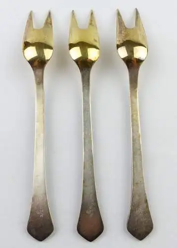 e11643 3 alte russische Vorlegegabeln versilbert in OVP
