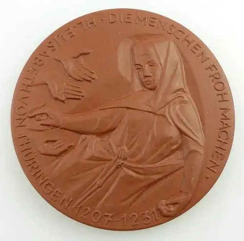 E11598 Meissen Medaille Böttger Steinzeug Elisabeth von Thüringen Gedenken 1981