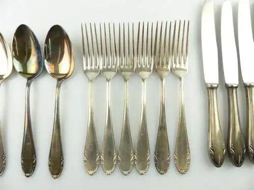 e11329 Versilbertes Menu Besteck 90er Silberauflage 18 Teile 