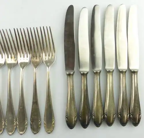 e11329 Versilbertes Menu Besteck 90er Silberauflage 18 Teile 