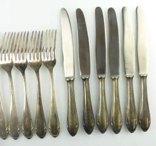 e11329 Versilbertes Menu Besteck 90er Silberauflage 18 Teile 
